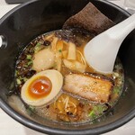 青空きっど 零壱 - 焦がし中華　トッピング:黒玉丸々1個(醤油煮たまご)  