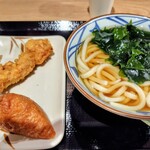 丸亀製麺 - 料理写真:かけ並盛り、かしわ天、イナリ780円。
