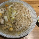 北浜 丁子 - 鶏もつの塩ちゃんこカレー（スパイス後乗せ味変タイプ）
烏賊のきもめし