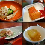 日本料理　香せり - 炊合せ、海老芋トマトピューレ、水蕗とチリメン、冬瓜海老そぼろ煮