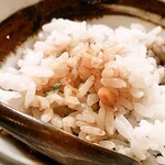 旬菜たまおき - 白飯にあら炊きの煮汁をかけたもの