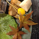 坂口家 うまづら - 白石のレンコンはさみ煮＆エビの里芋＆熊本の銀杏の素揚げ