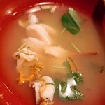 津輕Joppari漁屋酒場 青森本町店 - ウニがかけらのみ、ホタテとホッキガイ、エゾアワビ無し！手前の薄いアワビのように見えるのはホタテの貝紐。