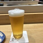 鮨旬美西川 - 生ビールでスタート♪( ´▽｀)