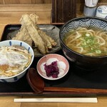 うどん兎屋 - ごぼう天うどん（650円）とミニかつとじ丼（350円）