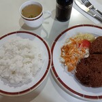レストラン・テル - 提供品(チキンコロッケとメンチカツのランチ)↑
