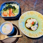 しほう田 - サラダ、茶碗蒸し、白子