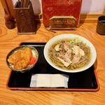 一寸亭 - 肉そば+ハーフカツ丼