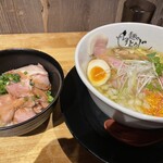 麺のようじ - 塩ラーメン＋レアチャーシュー丼