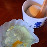 蔵元ごはん&カフェ 酒蔵 櫂 - 柚子ゼリー　日本酒アイス