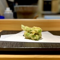 京橋 天冨良と鮨 いしい - 《天麩羅》アスパラ（群馬県産）：柔らかく美味しい。
