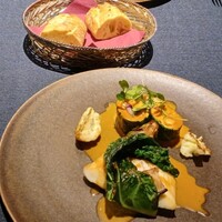 リマージュ - 白身魚のポワレ　ミズヒキ海老のロールキャベツ風を添えて