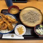天丼てんや - 料理写真:たれづけ海老づくし天丼 (小)藪そばサービスセット