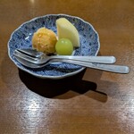 旬菜料理はたの - りんご、シャインマスカット、柚子のソルベ