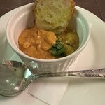 アランチェート - 北海道生ウニのスクランブルエッグ。濃い美味しさ。