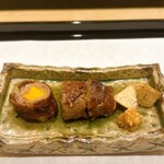 馬車道 大かわ - お麩 牛巻き 海老芋