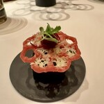 エディション・コウジ シモムラ - アミューズ③: アーモンド粉・米粉とチーズで作ったタイ風揚げ