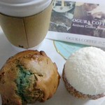 ココナッツスノーボール・紫芋のマフィン・アメリカーノ（グァテマラ）