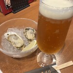 和久バル - 生かき（先端）セット　生ビール1,550円