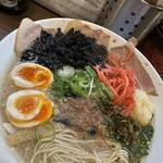 麺屋 誠 - 【塩（並）＝sv味玉×岩のり×こってり×特製ニラ辛味×大蒜×紅生姜】