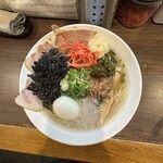 麺屋 誠 - 【塩（並）sv味玉×岩のり×こってり×特製ニラ辛味×大蒜×紅生姜】