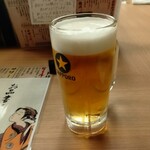 炭火と串焼きと肴 原価酒場 イロ鶏ドリ - サッポロ黒ラベル生ビール