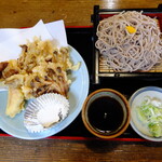 山城屋 - きのこ天ぷら（塩）・もりそばセット