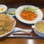 中華ダイニング チンシュイ - エビチリランチセット¥1300 +¥500でライスをチャーハンに