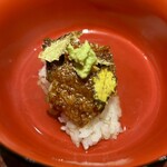 青蓮院門跡前 月おか - 煮えばなのご飯　鰻　山椒の葉、山葵