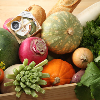 從講究的農家採購的新鮮蔬菜和農產品加工品