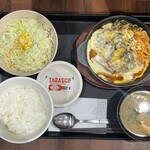 松屋 - 料理写真:2025.11.23 (日)    【期間限定】　西条てっぱんナポリタン炙りチーズハンバーグ定食　1380円（税込）