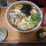 手打ちそば 八溝 - まかないそば 揚げもち 野菜天