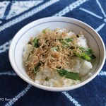 相国寺東門 田舎亭 - ちりめん山椒ご飯に紫蘇入り。彩り美。個人的にお味は、ちりめん山椒のみで…