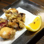 実のり - ”たこの唐揚げ”は淡路さんの蛸の旨味たっぷり♪アンデス岩塩やレモンはお好みで♪