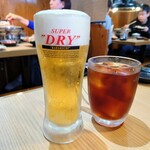 養老焼肉 銀角 - 生中　600円&烏龍茶　300円