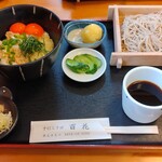 手打ちそば　百花 - 生卵飯セット