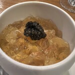 渡辺料理店 - ポロ葱のムース、ウニ蟹コンソメジュレ生姜　2,600円