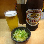 くずの花 - 瓶ビールとお通し