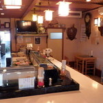 かねとも寿し - 閉店間際の店内