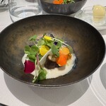 レミニセンス - ◎農福
      彩取り取りのお野菜のサラダ 
      落花生ソースを掛けて