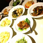 香港飲茶専門店 香港大飯店 - 蟹爪フライ､あんかけやきそば､牛バラ煮込､麻婆ナス､小松菜炒め､よだれ鶏頼んだのにバンバンジーちょっと残念♪