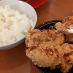天下一品 - 唐揚げ定食　唐揚げとライス