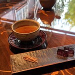 茶館きっかわ 嘉門亭 - 鮭の酒浸し&ぶどう羹