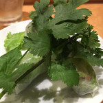 イムイェム - パクチーで隠れてますが、生春巻きです。