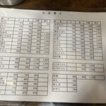 更科 - メニュー　2025年11月現在