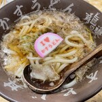 焼肉ホルモン 龍の巣 - 名物かすうどん（かす増）1,300円＋大盛300円