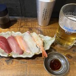 豪快 立ち寿司 日本橋店 - 生ビールセット