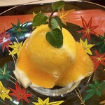 御料理 貴船 - ラ・フランス/自家製ココナッツアイス/柿ソースがけ