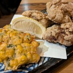 鮪匠 - ホロホロのほほ肉唐揚げとコーンのかき揚げ