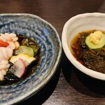 三陸旨いもん屋 つぼ八 - 白子ポン酢ともずく酢